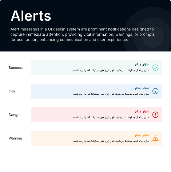 Alert banner styles for success, info, danger and warning messages
